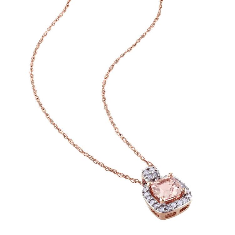 Gemstone Classics™ 10kt. Rose Gold Diamond Cushion Pendant