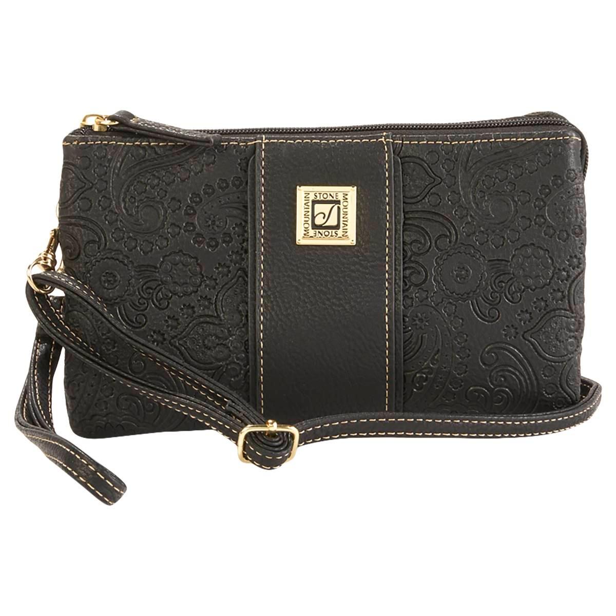 Womens Stone Mountain Paisley Embossed Trifecta Crossbody