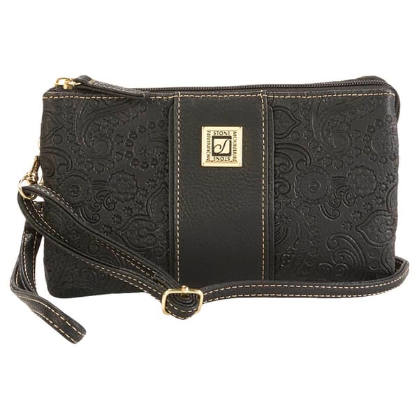 Womens Stone Mountain Paisley Embossed Trifecta Crossbody - image 