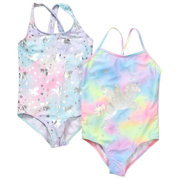 Girls &#40;7-12&#41; BMagical 2pk. One Piece Tie Dye Swimsuits - image 