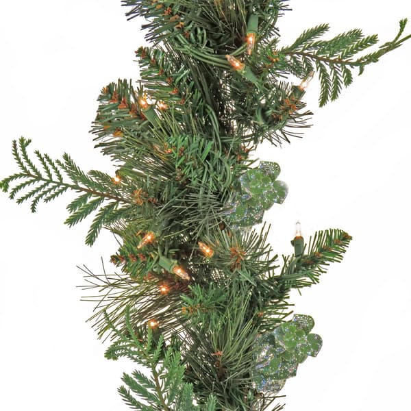National Tree 9ft. North Conway Garland w/ 100 White LED Lights