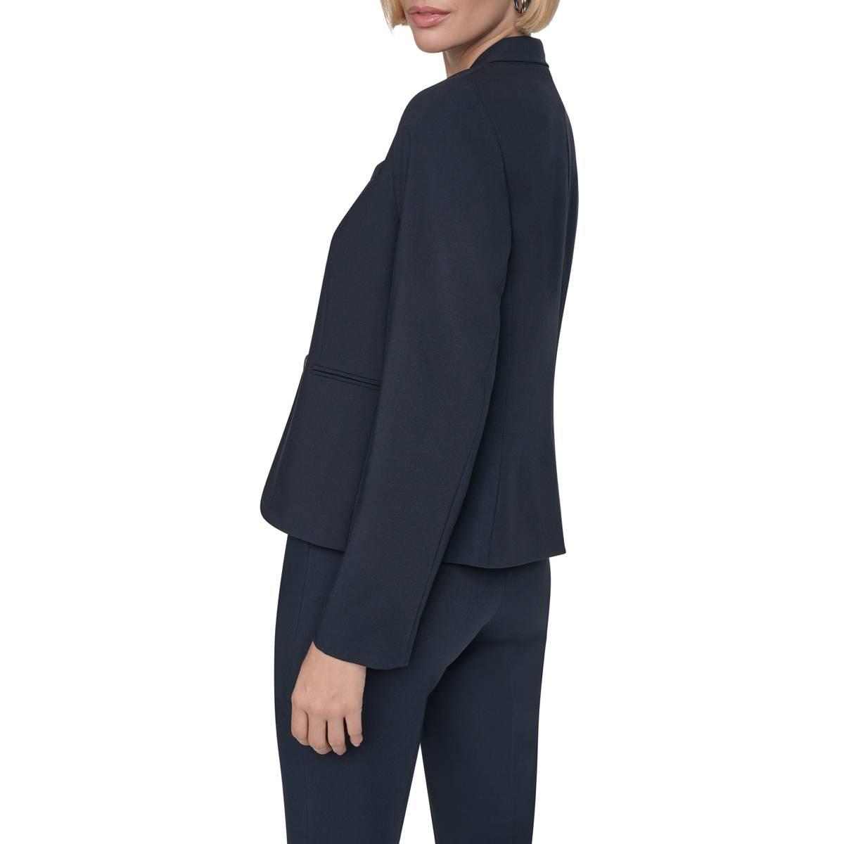 Womens DKNY Long Sleeve Solid Two Button Blazer - Navy