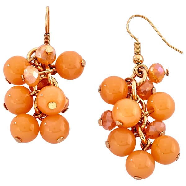 Ashley Cooper(tm) Gold-Tone Peach Glass Beaded Cluster Earrings - image 
