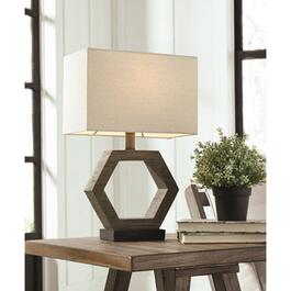 Signature Design by Ashley Grey Faux Wood Table Lamp
