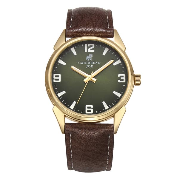 Mens Caribbean Joe Gold-Tone Green Dial Watch - CJ7158GD - image 