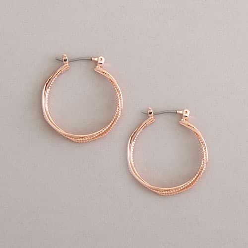 Design Collection Rose Gold-Tone Braided Hoops - image 
