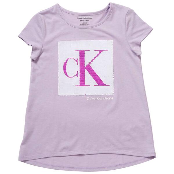 Girls &#40;7-16&#41; Calvin Klein CK Monogram Sequin Tee - image 