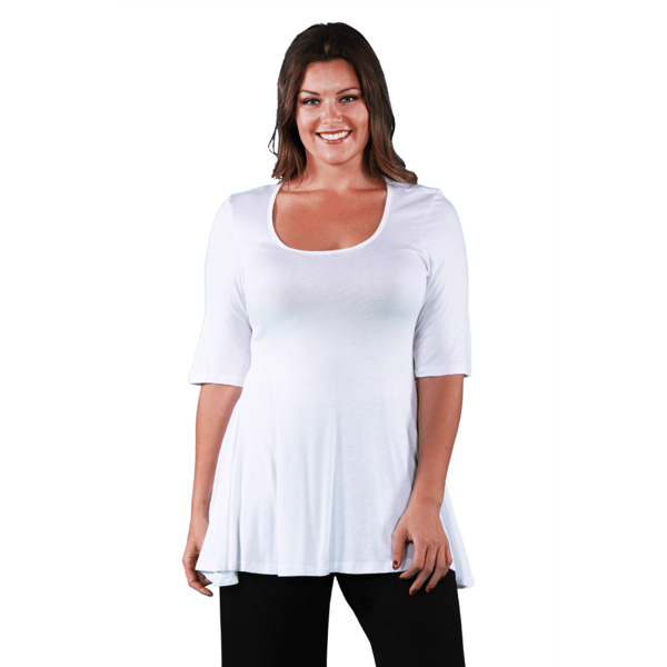 Plus Size 24/7 Comfort Apparel Elbow Sleeve Swing Tunic Top - image 