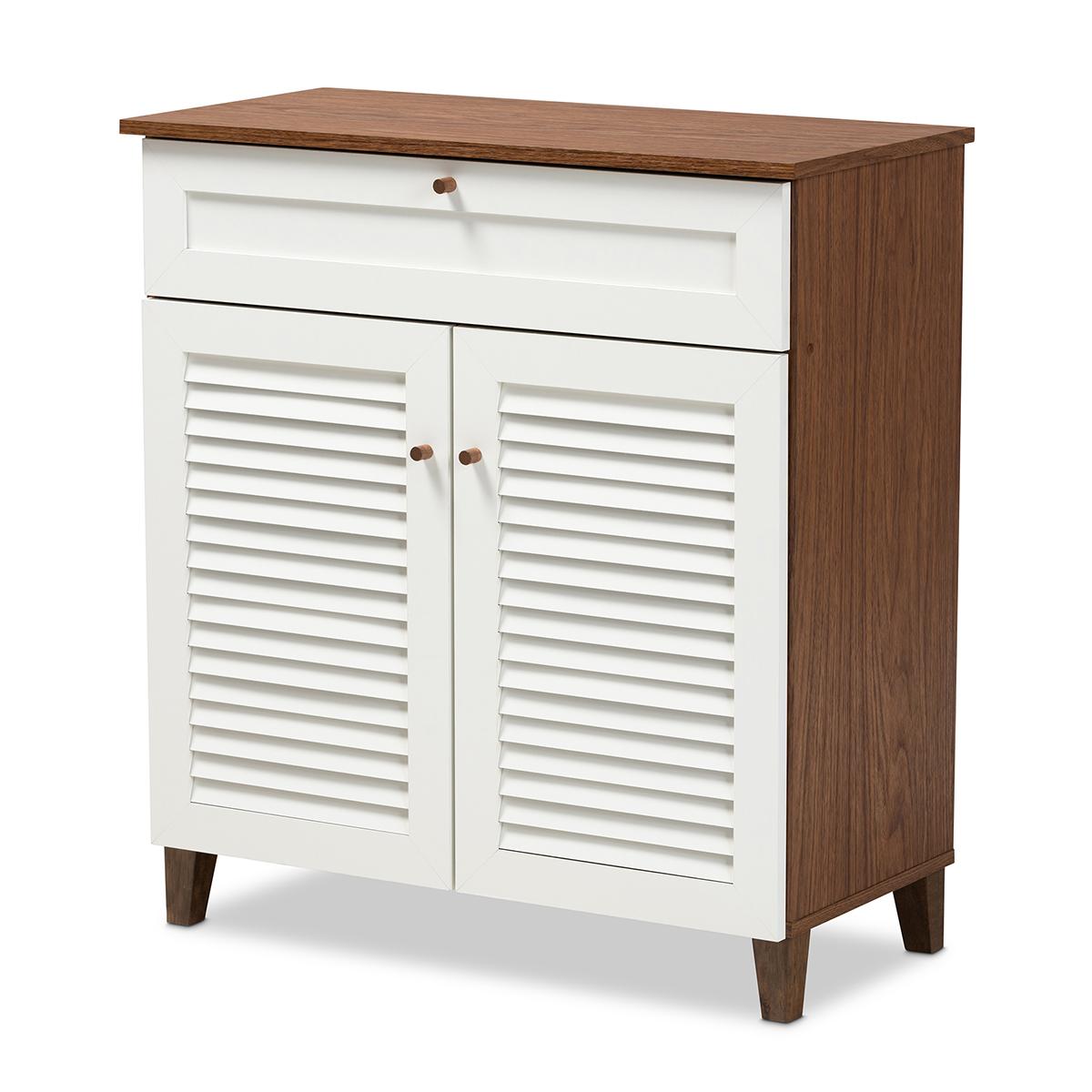 Baxton Studio Coolidge 4 Shelf Shoe Storage Cabinet with Drawer