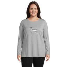 Plus Size Hasting & Smith Long Sleeve Sequin Reindeer Tee