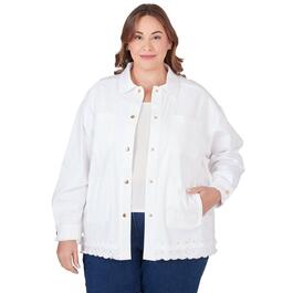 Plus Size Ruby Rd. Blue Horizon Button Front Jacket with Fringe
