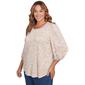Plus Size Ruby Rd. Hello Spring Knit Embroidered Mix Puff Tee - image 3