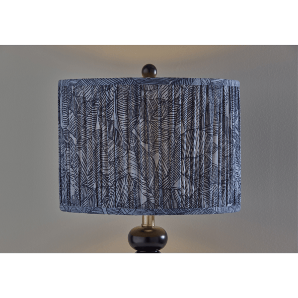 Adesso Samira Large Table Lamp with Pleated Blue Fabric Shade