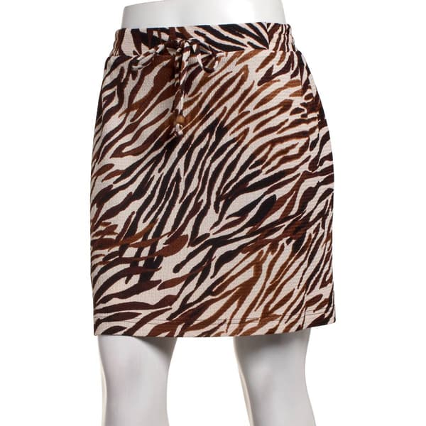 Womens Soho Apparel Drawstring Waist Texture Zebra Skort