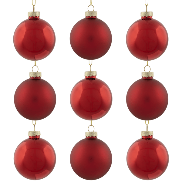 Northlight 9ct. Apple Red 2-Finish Glass Christmas Ornaments