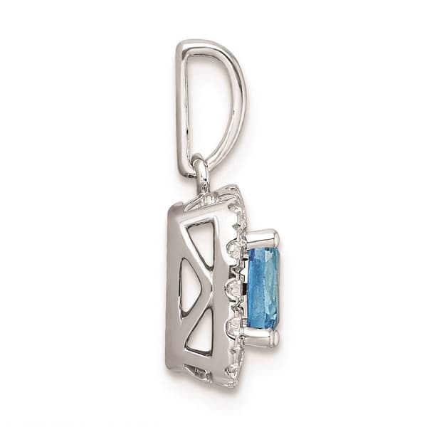 Pure Fire 14kt. White Gold Blue Topaz Halo Pendant