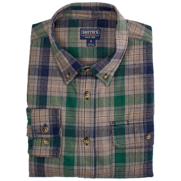 Mens Smith''s Plaid Flannel Shirt - Grey/Hunter - image 
