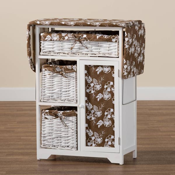 Baxton Studio Abril White Wood Drop Leaf Ironing Board Cabinet