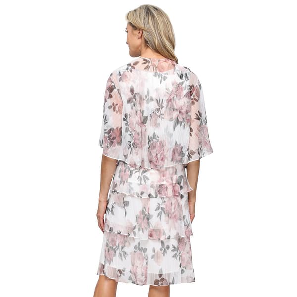 Womens SLNY Tiered Floral Jacket Dress