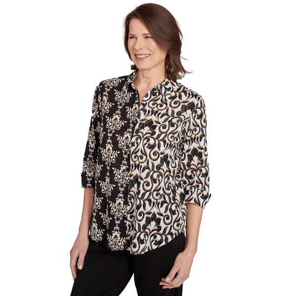 Womens Alfred Dunner Natural Instinct Twin Scroll Button Down