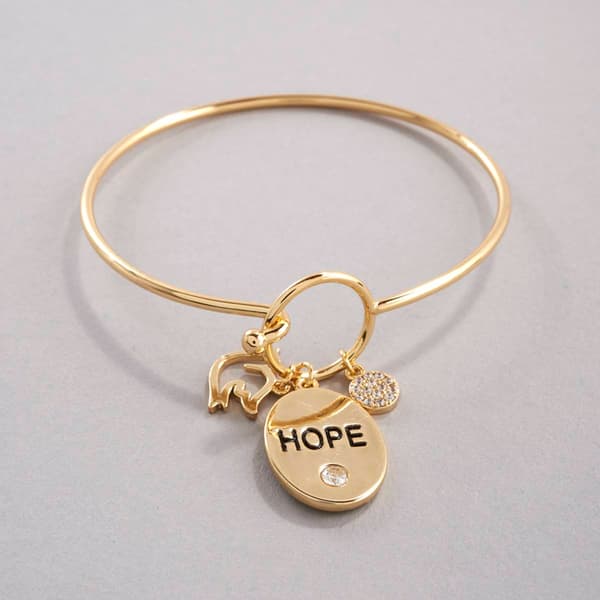 Inspirational Gold Hook & Eye Charm Bracelet w/ Hope Dove Charm - image 