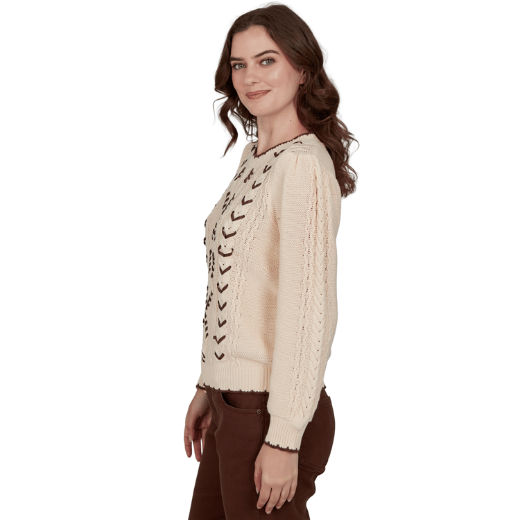 Womens Ruby Rd. English Countryside Cable Knit Sweater