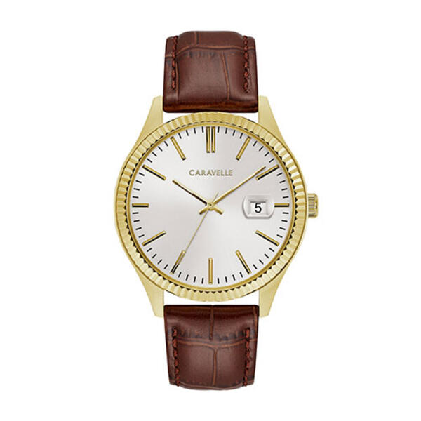 Mens Caravelle Brown Leather Strap Watch - 44B115 - image 