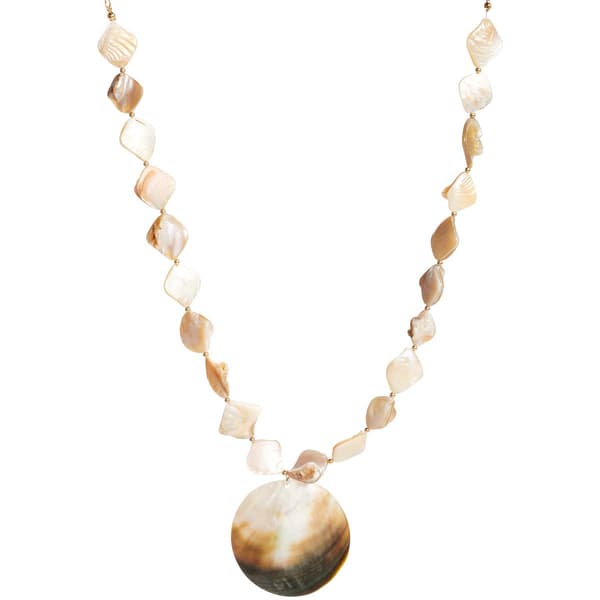 Ashley Cooper(tm) Gold-Plated Disc Pendant Necklace w/ Beaded Shell - image 