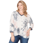 Women''s Ruby Rd. Jetsetter Botanical Stamp Knit Twist Front Top - image 1