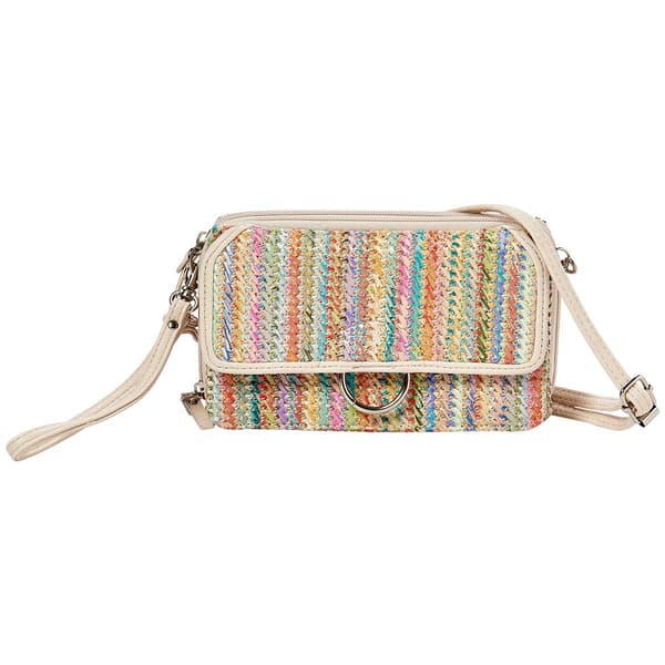 Womens Bueno Striped Straw Crossbody Wallet - image 
