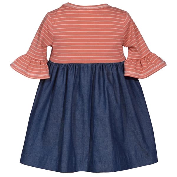 Girls (4-6x) Bonnie Jean Stripe & Floral Embroidered Denim Dress