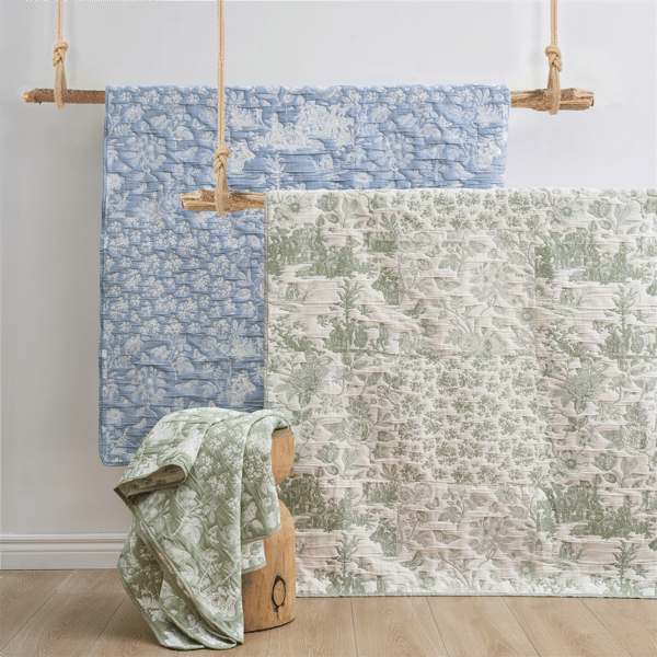 Greenland Home Fashions™ Green Toile Classic Floral Throw Blanket