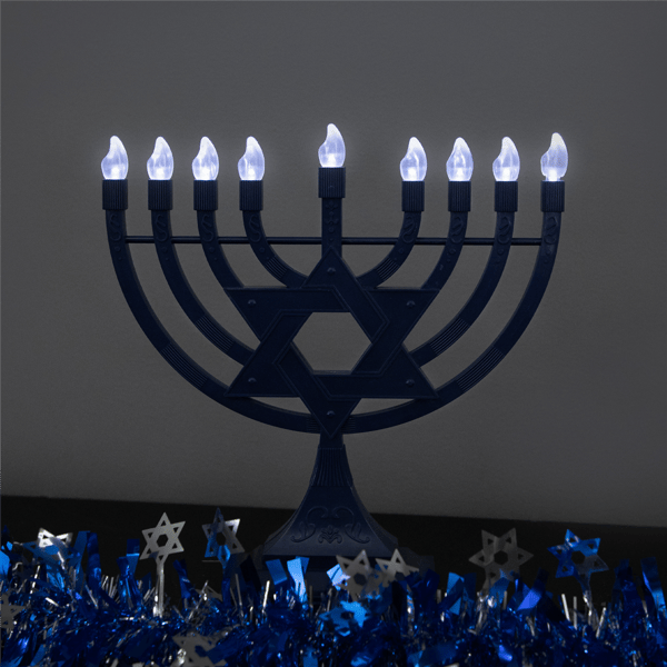 Northlight Blue LED Lighted Star of David Hanukkah Menorah