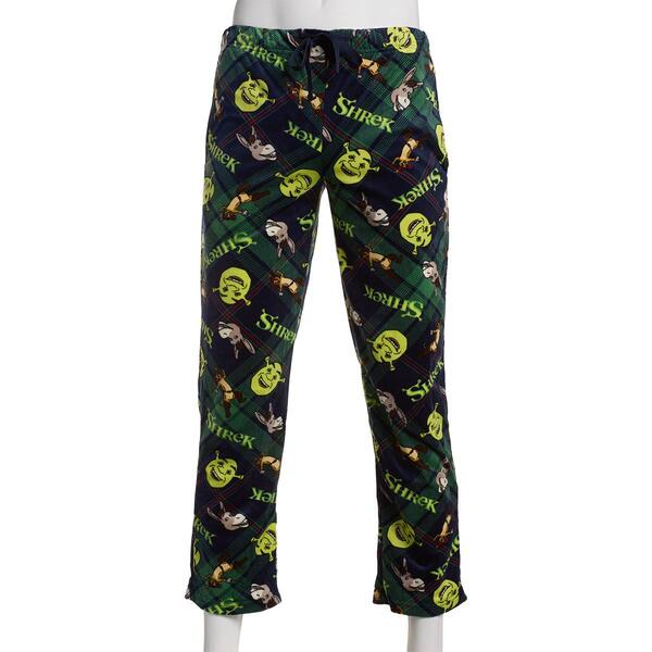 Mens Shrek Buffalo Check Plaid Silky Fleece Pajama Pants - image 