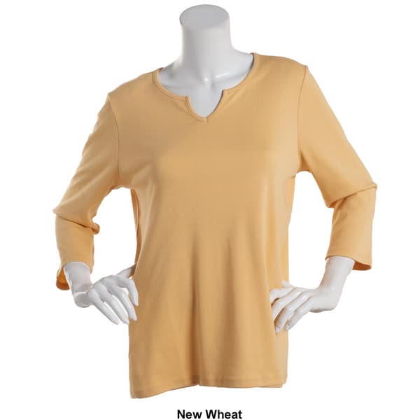 Womens Hasting &amp; Smith 3/4 Sleeve Solid Split Neck Top
