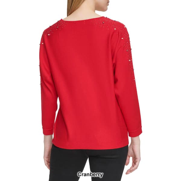 Womens Calvin Klein Long Sleeve Sweater with Shoulder Beading