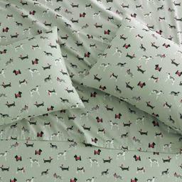 Laura Ashley Holiday Pups Cotton Flannel Sheet Set