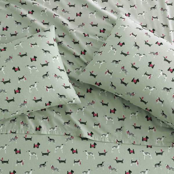 Laura Ashley Holiday Pups Cotton Flannel Sheet Set