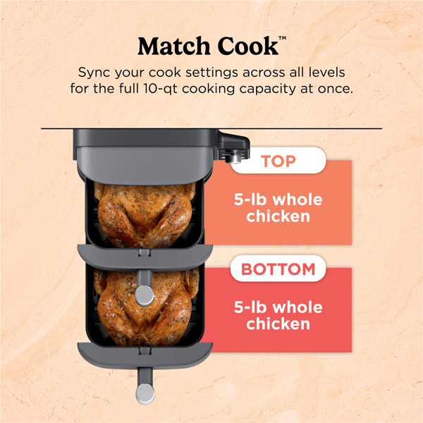 Ninja® DoubleStack XL 6-in-1 2-Basket Space Saving Air Fryer