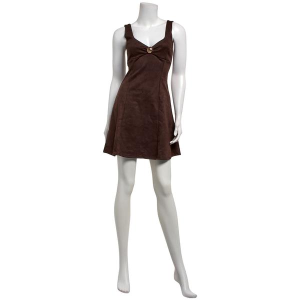 Juniors Derek Heart Suede Fit & Flare Dress with Hardware