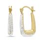 Forever New Two-Tone Diamond Cut Rectangle 16x4mm Hoop Earrings - image 1