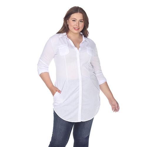 Plus Size White Mark Lakota Stretchy Tunic Top