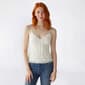 Juniors Pink Rose Stretch Floral Camisole with Lace Trim and Bow - image 1