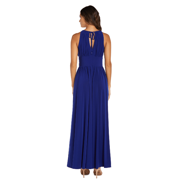 Womens R&M Richards Sleeveless Long Gown With Beaded Waist