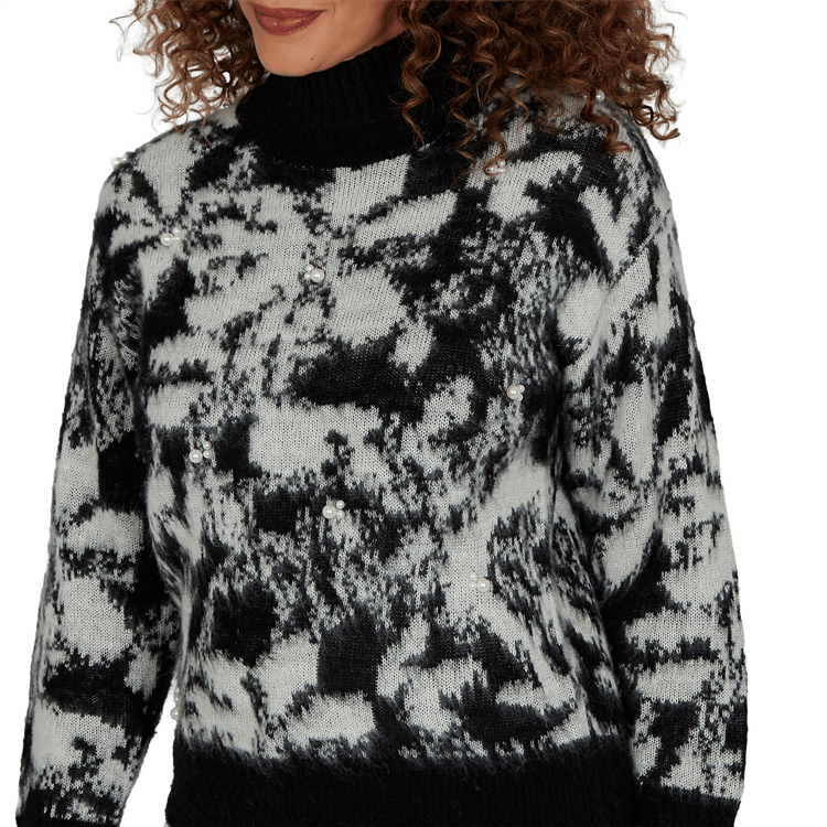 Womens Hearts of Palm Wrapped in Rubies Pearl Embellished Sweater