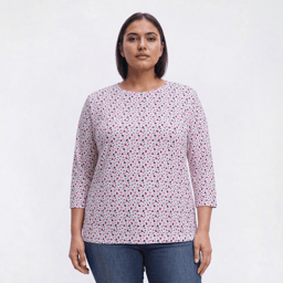 Plus Size Hasting & Smith 3/4 Sleeve Heart Crew Neck Tee