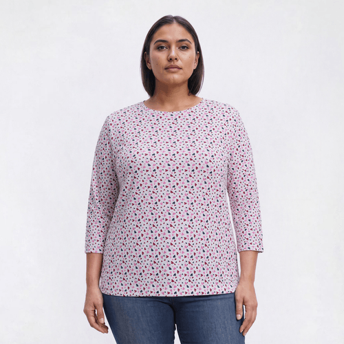 Plus Size Hasting & Smith 3/4 Sleeve Heart Crew Neck Tee