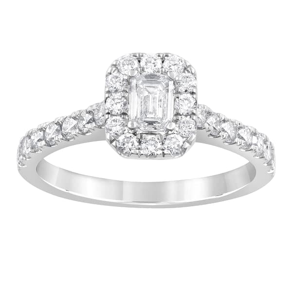 Nova Star(R) 14k White Gold 1ctw Lab Grown Diamond Emerald Cut Ring - image 