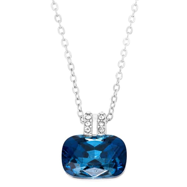 Athra Silver Plated & Dark Blue Crystal Pendant Necklace - image 