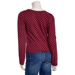 Juniors No Comment Long Sleeve Polka Dot Butterfly Top